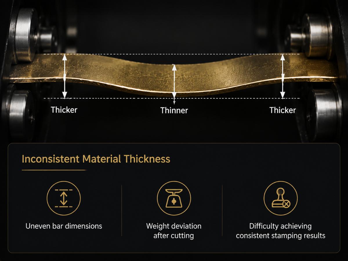 Inconsistent Thickness of the gold sheet